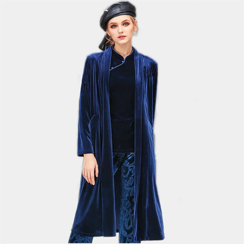 

Korean styel Women Winter Long velour coat Outwear velvet Coat Loose Plus Size Cardigans Elegant Spring Autunm coat M-7XL 8XL