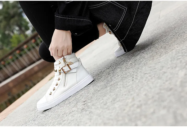 Canvas women shoes sneakers fashion zip comfortable wedge shoes woman solid white sneakers women zapatos de mujer high top