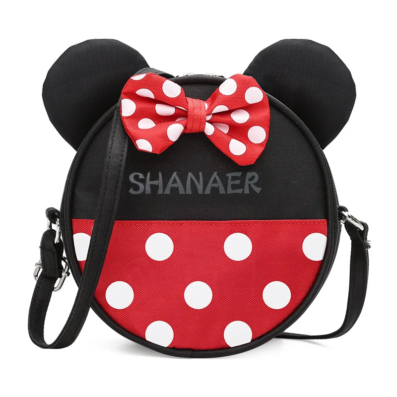 Disney Girls Minnie Shoulder Bags For Boys Cartoon Mickey Mouse Crossbody Bag Kids Cute Small Round Package Children Waist Purse