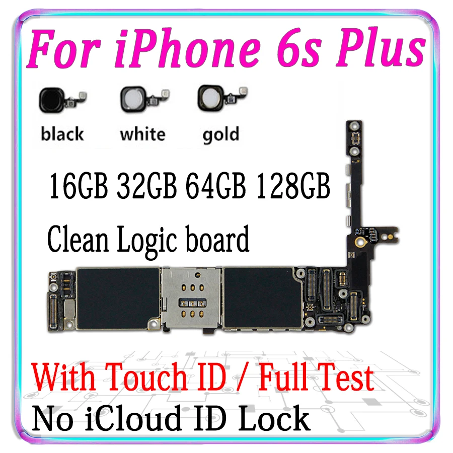 Оригинальная разблокированная материнская плата для iPhone 6S Plus с чипами материнская плата для iPhone 6S P с/без сенсорной идентификационной панели