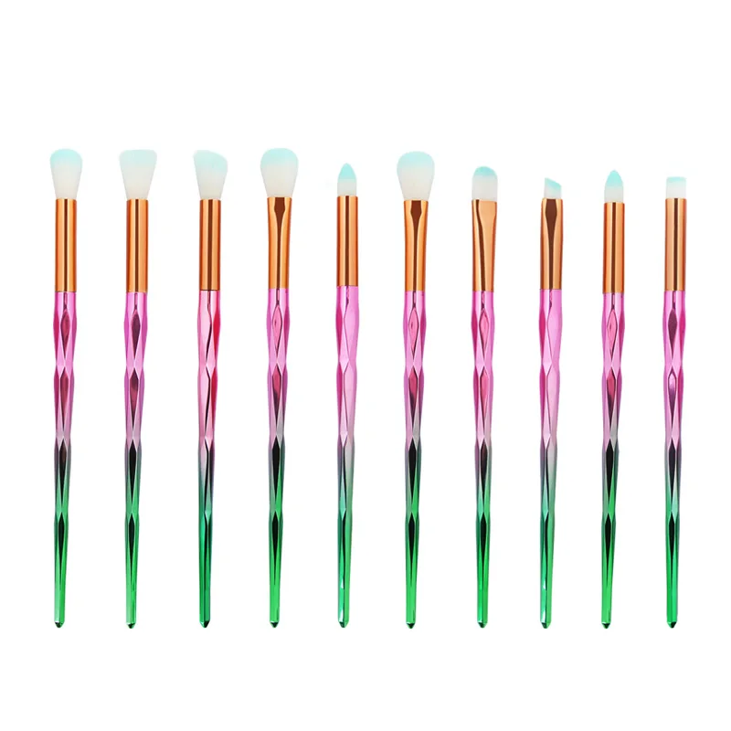 10pcs Pink Green SinSo Профессиональный набор кистей для макияжа 10-20 шт Единорог Кисть для макияжа порошок в наборе основа тени для век бровей Макияж Кисти Инструмент - Handle Color: 10pcs Pink Green