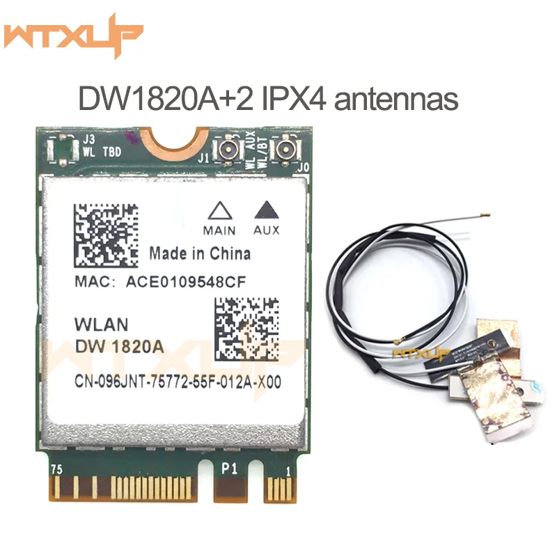 802.11ac Двухдиапазонная Wifi карта DW1820A BCM94350ZAE Bluetooth 4,1 867 Мбит/с BCM94356Z M.2/NGFF сетевой адаптер с 2 антеннами IPX4