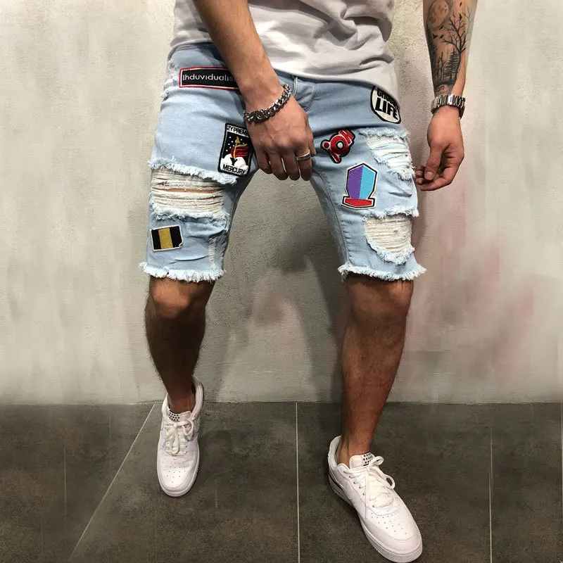 Pantalones cortos de mezclilla para hombre, informales, ajustados, estilo Hip-hop, Chino, superelástico, para verano