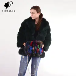2019 модное классическое пальто с лисьим мехом, специфическое для женщин, полностью из кожи и меха, куртка, женское плотное теплое пальто, FC-017