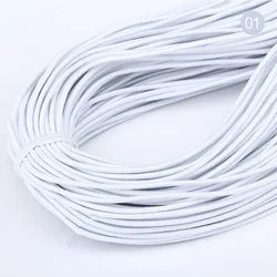 Vibrant 2mm Round Elastic Band for DIY Sewing Projects - 5 Yards (White)