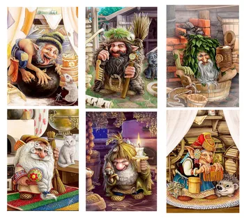 

5D DIY Diamond Painting White beard land Grandpa Broom Cartoon Cross Stitch Embroidery home Decor gift