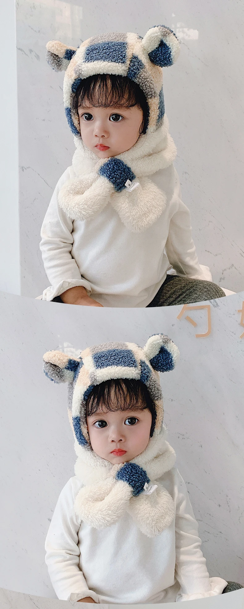 Дети мультфильм утолщаются шляпа шарф наборы перчаток Мальчики Девочки Медведь уха шапка Милая теплая зима от 1 до 6 лет ребенок