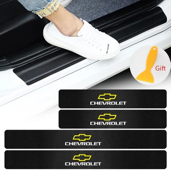

4PCS Car Protector Door Sill Stickers for Chevrolet Camaro Sonic Spark Sail Aveo Cruze Lacetti Captiva SS Z71 Equinox Trax etc