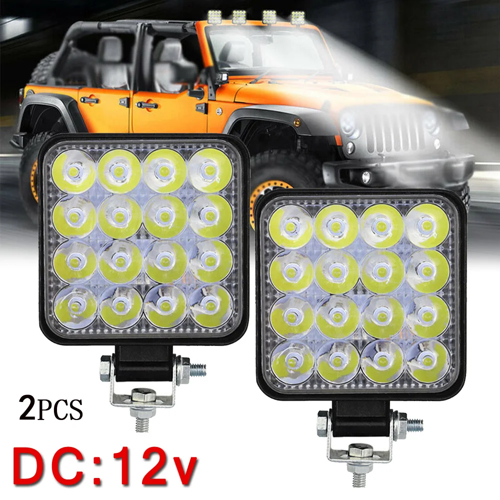 16LED 12V Мини машинка для стрижки 48 Вт прожектор светильник работы туман светильник противоударный Водонепроницаемый 6000K экскаватор грузовики трактор фронтальный погрузчик лампы