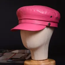 New Women's Ladies Genuine Leather Colorful Military Beret Service Cap Newsboy jazz/Navy/flat/Army Caps/Hats