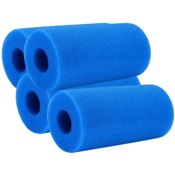 

4Pcs Blue High Density Cylindrical Swimming Pool Fish Tank Foam Sponge Aquarium Reusable Replacement Accessory