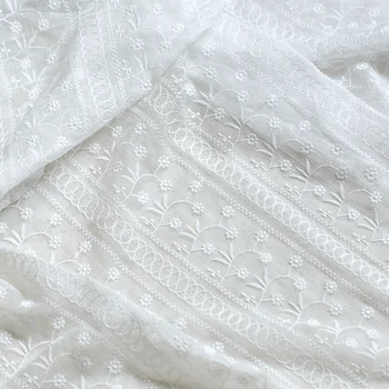 

Chiffon patchwork Silk three-dimensional embroidery screen yarn tissu White soft lace garment handmade DIY fabric