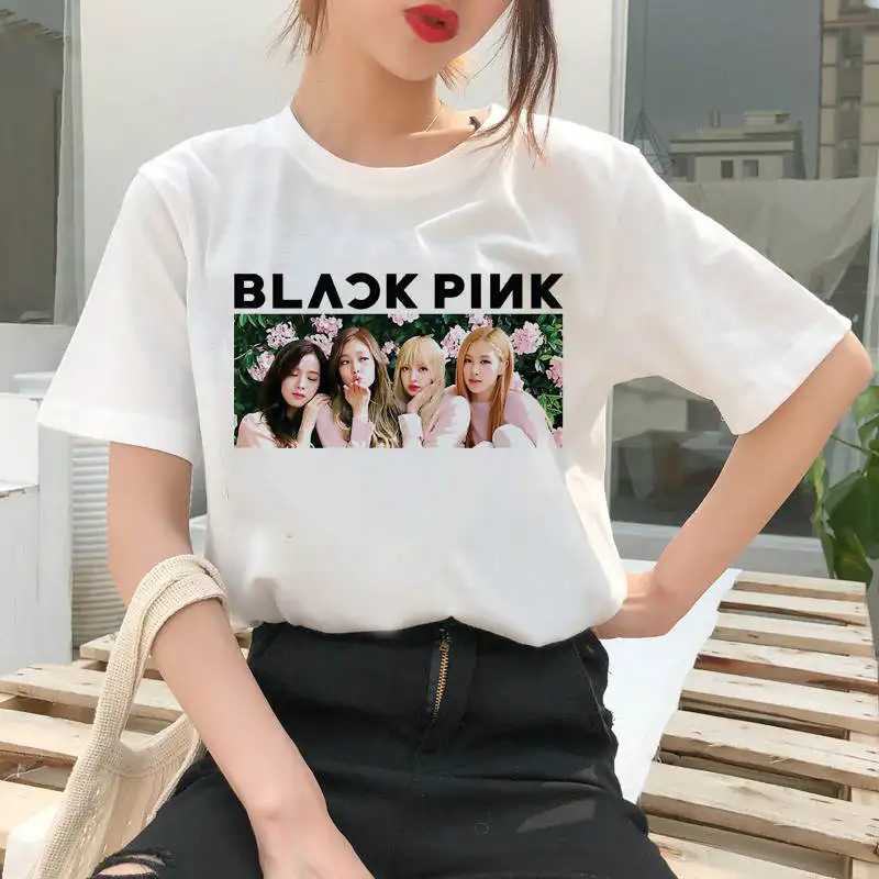 Blackpink Kill This Love Футболка женская Лиза Роза JISOO Дженни Harajuku 90s мультфильм футболка мода Ullzang Топ тройник женский - Цвет: 911