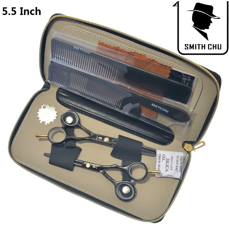 Smith Chu 5," ножницы для волос для парикмахерских салонов парикмахерские резка и истончение подходящие ножницы сакура шаблон машинка для стрижки волос LZS0101 - Цвет: LZS0060 55 with bag