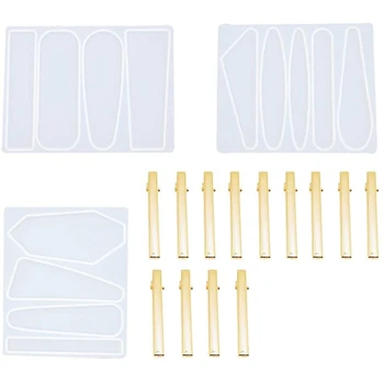 

3 Pcs Resin Molds DIY Hairpin Jewelry Casting Mold for Hair Pin Bookmark Pendant Making,with 13 Pcs Hair Clip Making