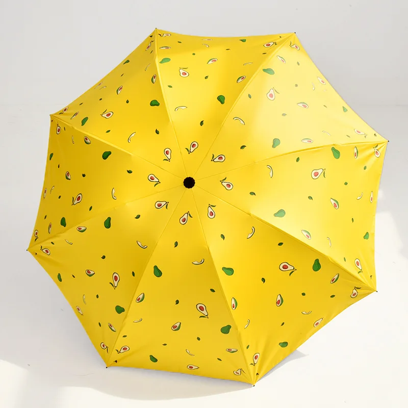 YADA INS Design Cartoon Avocado Umbrellas Fruit Creative Folding Rainy Umbrella For Women Men Anti-UV Lovely Umbrella YD200036