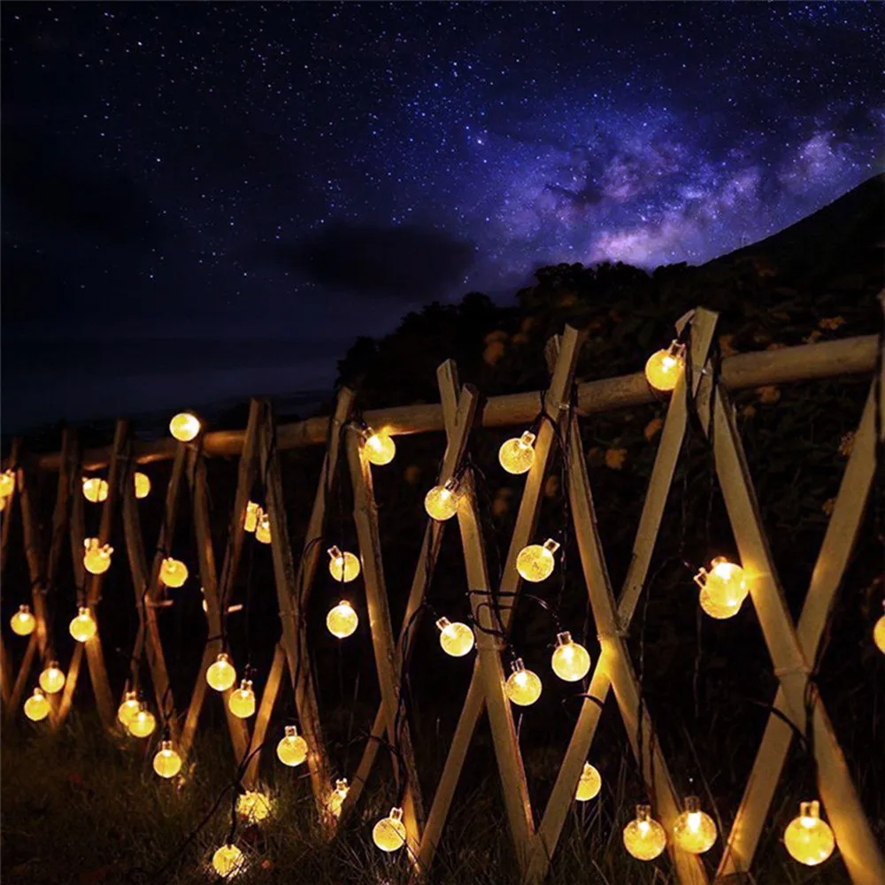 50LED 10M 5M 크리스탈 공 태양 램프 전원 방수 LED 문자열 요정 조명 태양 Garlands 정원 크리스마스 장식 야외