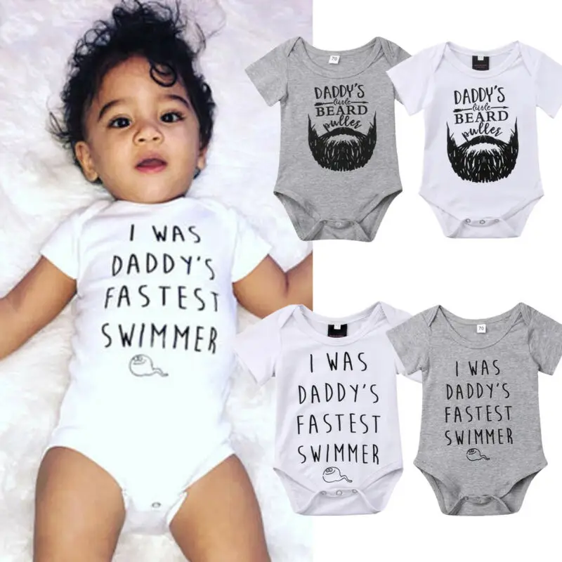 

2019 Baby Summer Clothing Newborn Infant Baby Boy Girl Casual Bodysuit Cartoon Letter Print Short Sleeve Cotton Jumpsuit Outfits