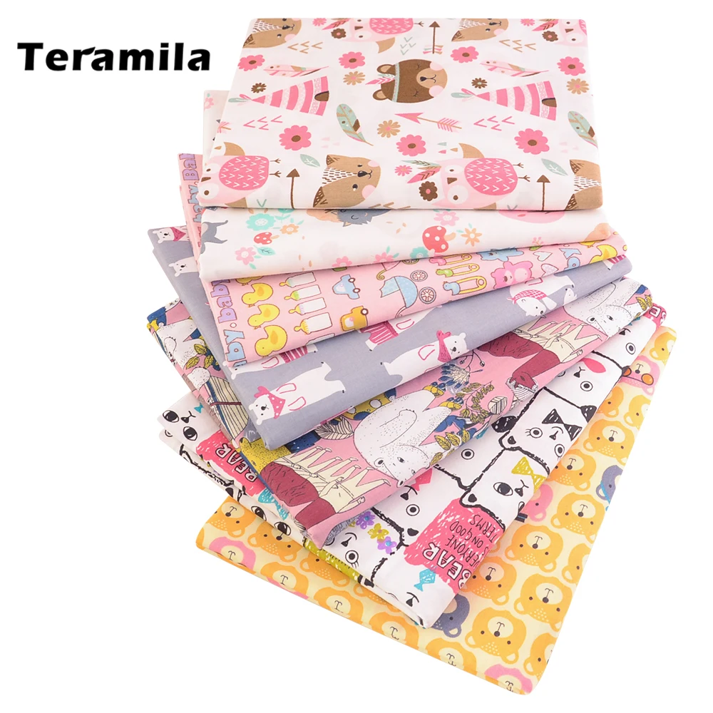 Teramila Baumwolle Stoff Meter Nette Cartoon Design Telas Tissu DIY Patchwork Quilts Kleid Bettlaken Für Baby Kinder Hause Textil