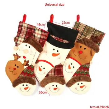

Christmas Christmas Stocking, Set of 3 Santa, Snowman, Reindeer, Xmas Character 3D Plush with Faux Fur Cuff Christmas and Party