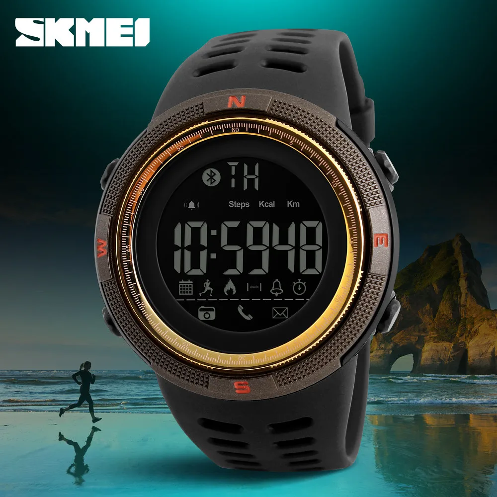 SKMEI 1250 водонепроницаемые Смарт часы Bluetooth будильник калорий часы фитнес часы Relogio Masculino мужские наручные часы для Android IOS