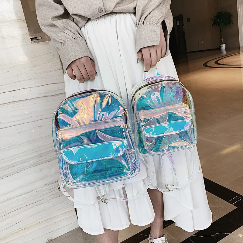 a laser claro mochila moda saco de