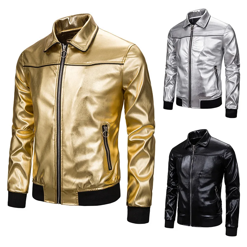 

2019 Autumn And Winter New Style Nightclub Popular's Glitter Decorative Pattern Jacket Autumn And Winter Men's Casual Joint Turn