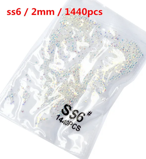 clear AB ss6 1440pcs Топ Gillter SS3-SS8 1440 шт Кристалл AB Золото 3D не горячая фиксация FlatBack шитье стразами и ткань одежды Стразы для дизайна ногтей камень - Цвет: clear AB ss6 1440pcs
