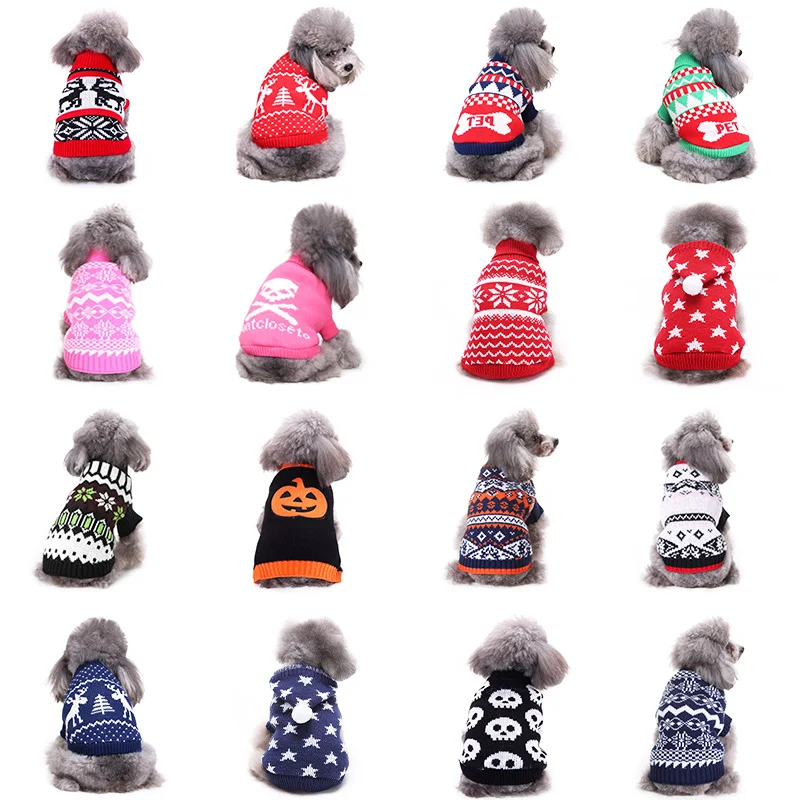 

Christmas Dog Clothes For Large Small Dog Sweater Cat Clothing For Pet Dogs Coat Chihuahua Jacket knitted Halloween Cat Sweater