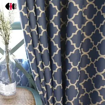 

Green Geometric Plaid Curtain For Living Room Pastoral Country Square Pattern Balcony Window Cortinas JS15C