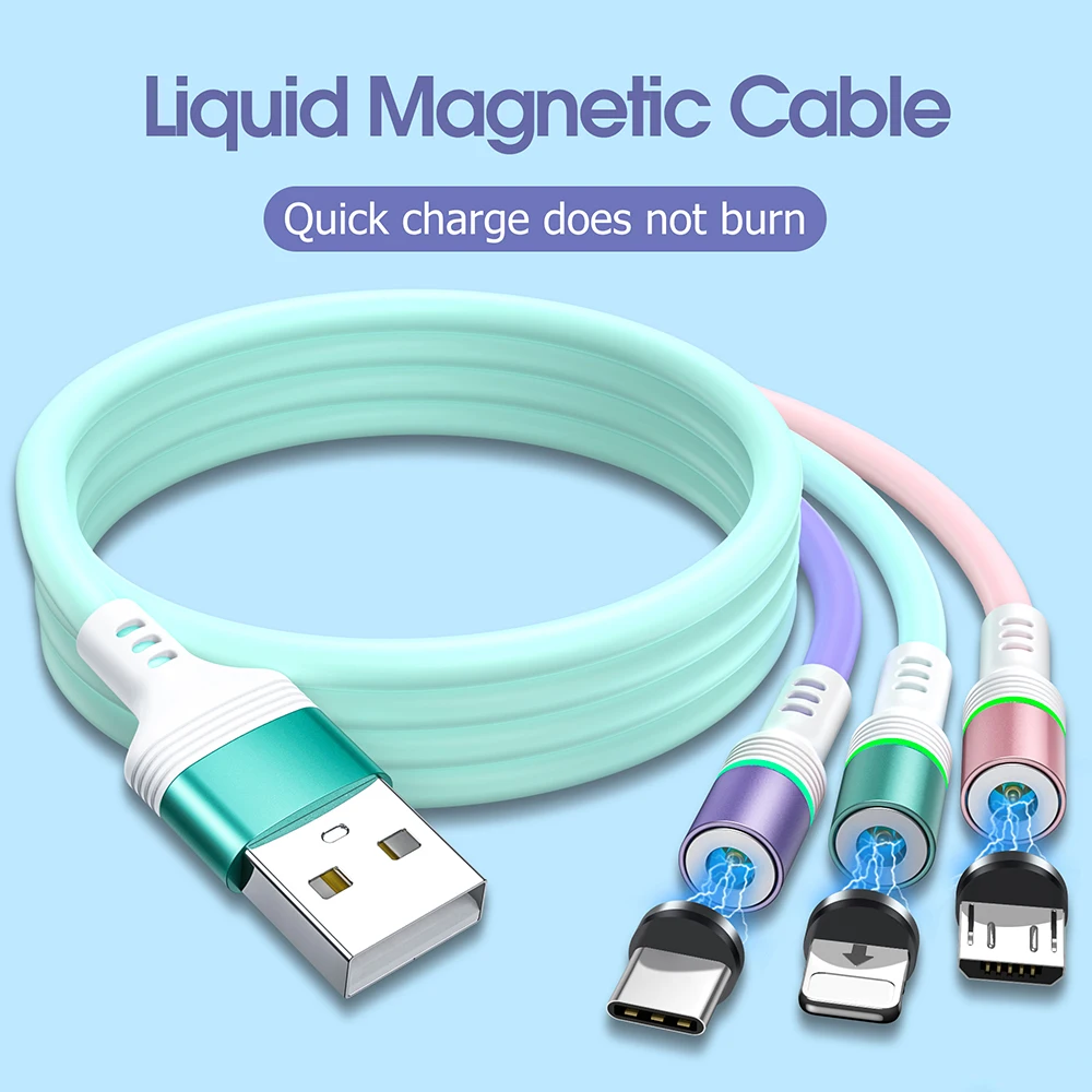 Магнитный Micro USB кабель type C для Xiaomi Poco f2 pro, huawei p30 lite, новый жидкий силиконовый Магнитный светодиодный светильник для iphone|Кабели для мобильных телефонов| | АлиЭкспресс