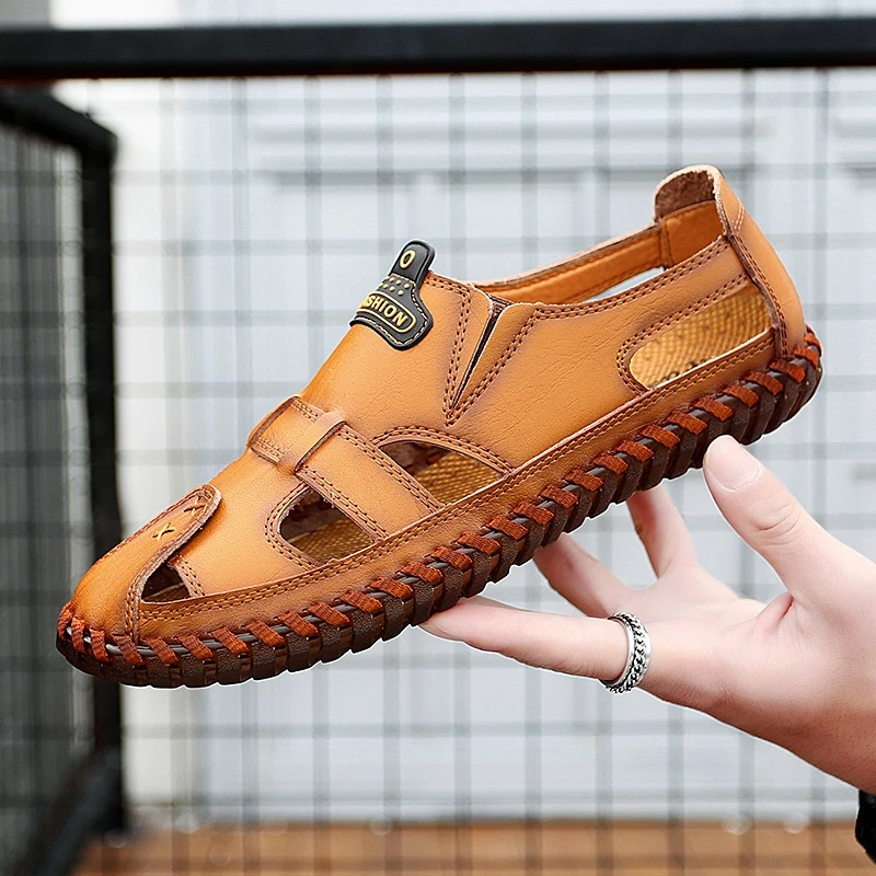 Сандалии мужские резиновые повседневная обувь пляжные босоножки без застежки