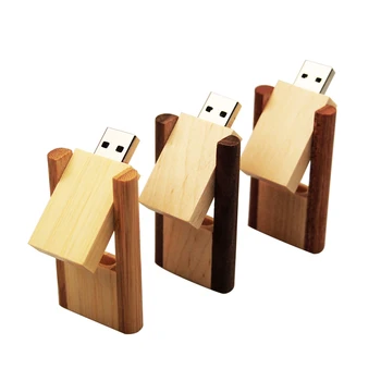 

Customer LOGO Wooden Rotatable Usb Flash Drive Natural Wood Turn Over Pendrive 4GB 8GB 16GB 32GB Pen Drive 64GB Usb Stick 1 Gb