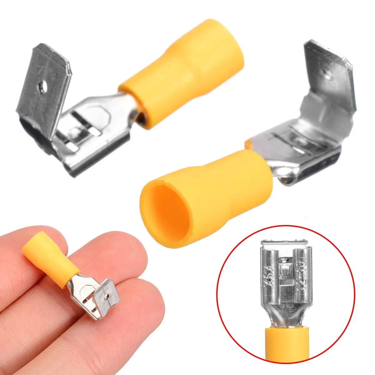 100pcs PVC Insulation Spade Piggyback Female Male Terminal Crimp 10-22AWG Insulated Connectors Assorted Kit