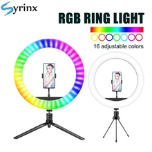 Neue 16 Farben 10 zoll 26cm RGB LED Selfie Ring Licht Fotografie Beleuchtung stativ Telefon Clip für TikTok youTube Live Halter