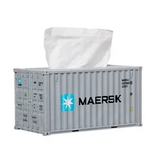 Shipping Container Model Tissue Box Antique Classical Container Model Case Box Retro Wrought Handmade Crafts for Home Decoration
