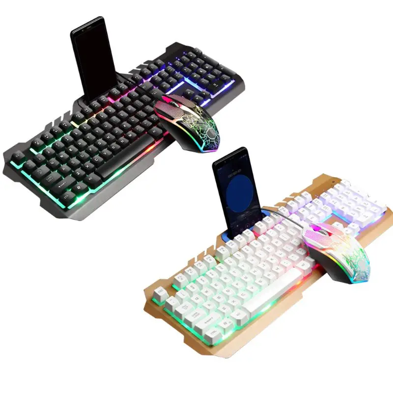 

Wired Gaming Keyboard Mouse Combo Set Colorful LED Backlit Desktop Computer Gaming Keyboad Lighted Laptop Mouse