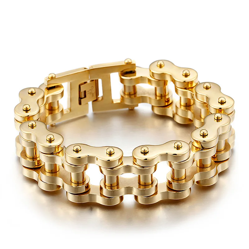 Мужские золотые браслеты с кулоном в виде велосипеда тяжелый крутой панк мотоцикл черный 22 мм широкий рок велосипед цепь браслет ювелирные изделия