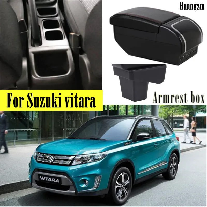 Двухслойный подлокотник для Suzuki vitara, коробка для хранения с пепельницей, подстаканник, аксессуары, Русская версия
