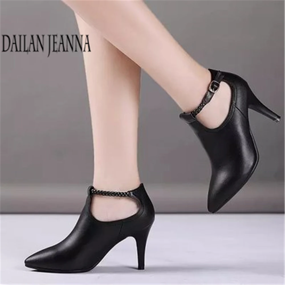 

2018 spring and autumn women's shoes deep mouth single shoes women's thin heel pointed high heel leather work shoes wedding