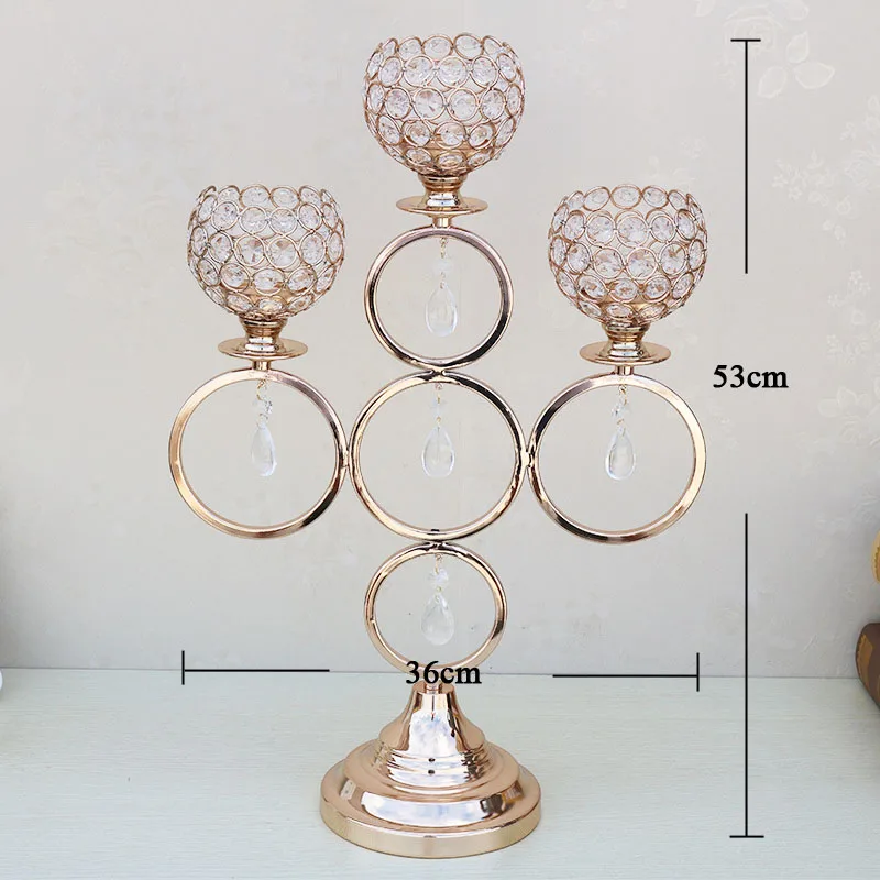 10pcs/Lot Table Candle Holders Plating Metal Candlestick Geometric Round Romantic Candle Holders For Wedding Dinner Decor ZZT030