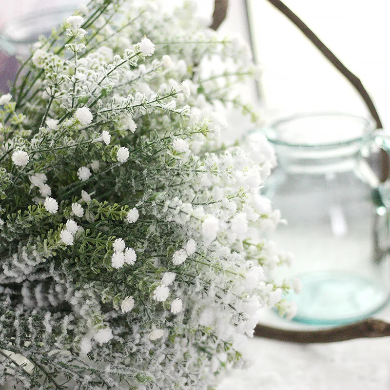 Искусственные цветы посыпать снег полный звезд снег спрей поддельные цветы букет Рождество украшение дома свадебный макет 1 шт