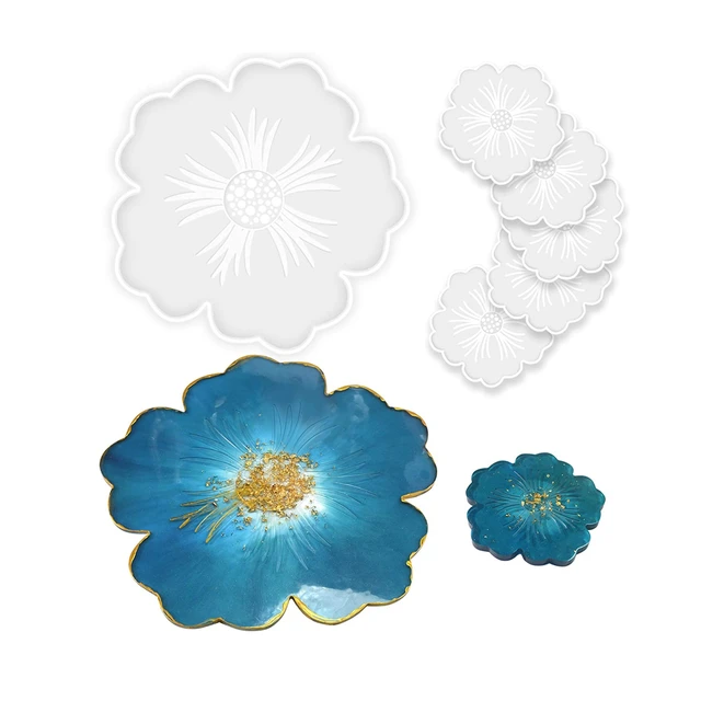 Flower Coaster Resin Molds Resin Tray Molds Flower Coaster Molds 3D Design Silicone  Molds For Resin Casting, Epoxy Resin, Coasters, Home Decoration