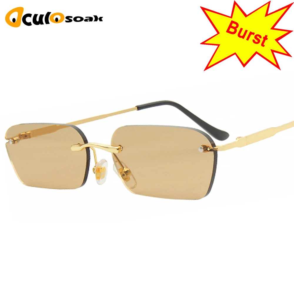 

Narrow Sunglasses Men Rimless Summer 2019 Red Blue Black Rectangular Sun glasses for Women Small Face Hot Selling