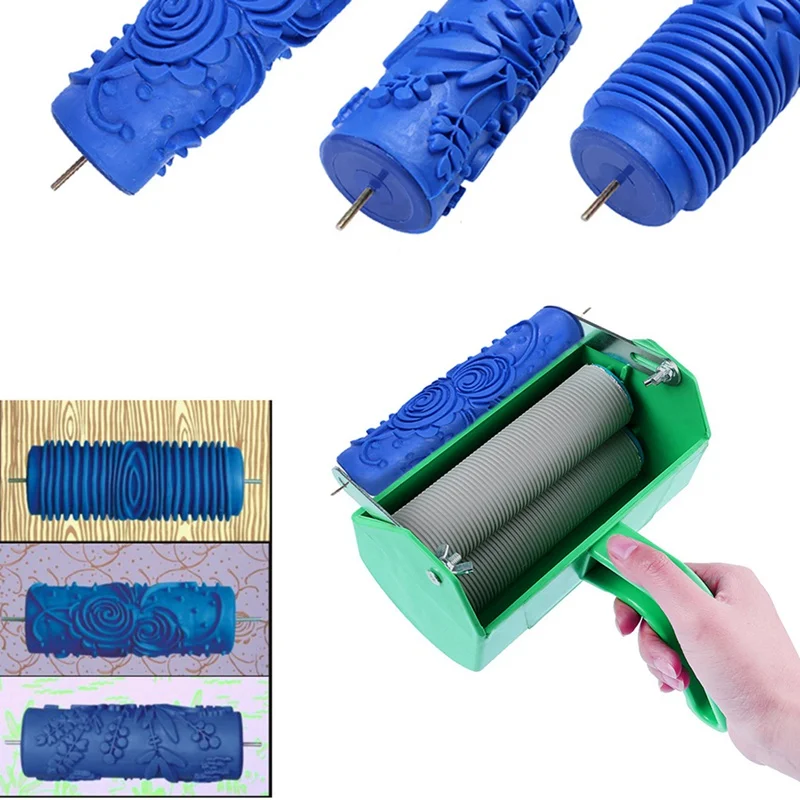 Household Roller Brush DIY Wall Roller Brush Soft Rubber Head Circle Parallel Stripe Home Improvement Painting Supplies