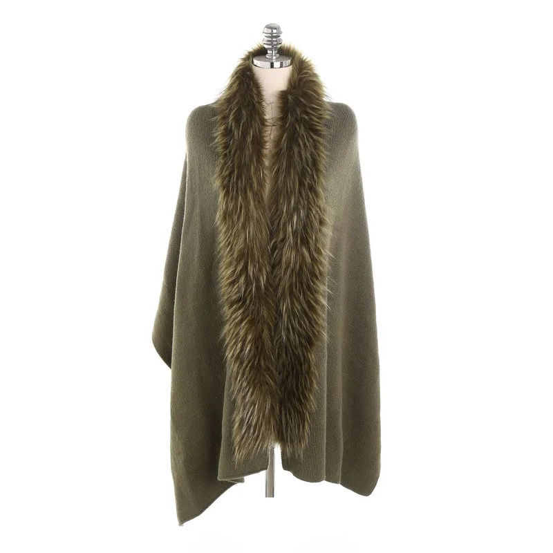 

2020 autumn and winter new European and American style solid color fur collar lengthened thickened warm cashmere scarf shawl
