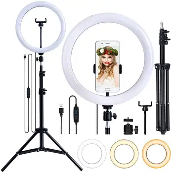 

fosoto 12 Inch 30CM Led Selfie Ring light USB Port Photographic Lighting With Tripod Stand For Phone Youtube Makeup Video Studio