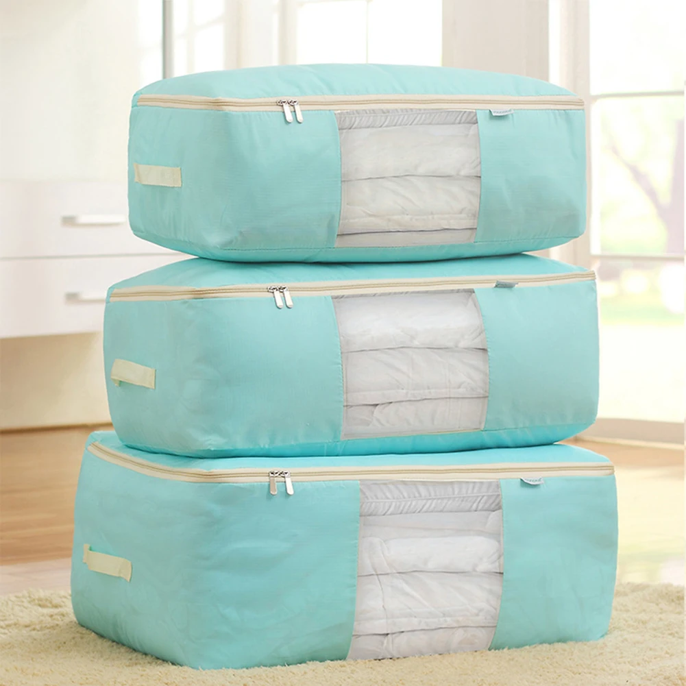 Clothes Blanket Quilt Storage Bag Moisture Proof Bedroom Pillow Sweater Zipper Closure Foldable Waterproof Home Closet Organizer