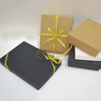 

10pcs Box Gift With Ribbon Decoration Kraft Packing Gift Boxes Custom Logo Gift Wedding Box Cardboard Packaging Gift Box Lid