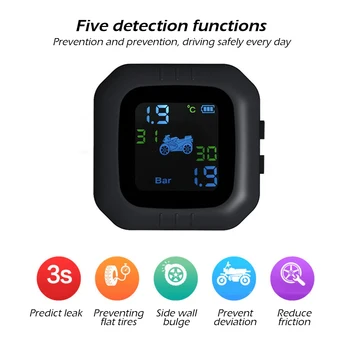 

Universal Wireless Motorcycle TPMS Tire Pressure Monitoring System Motor Tyre LCD Display Internal or External /WI Sensors